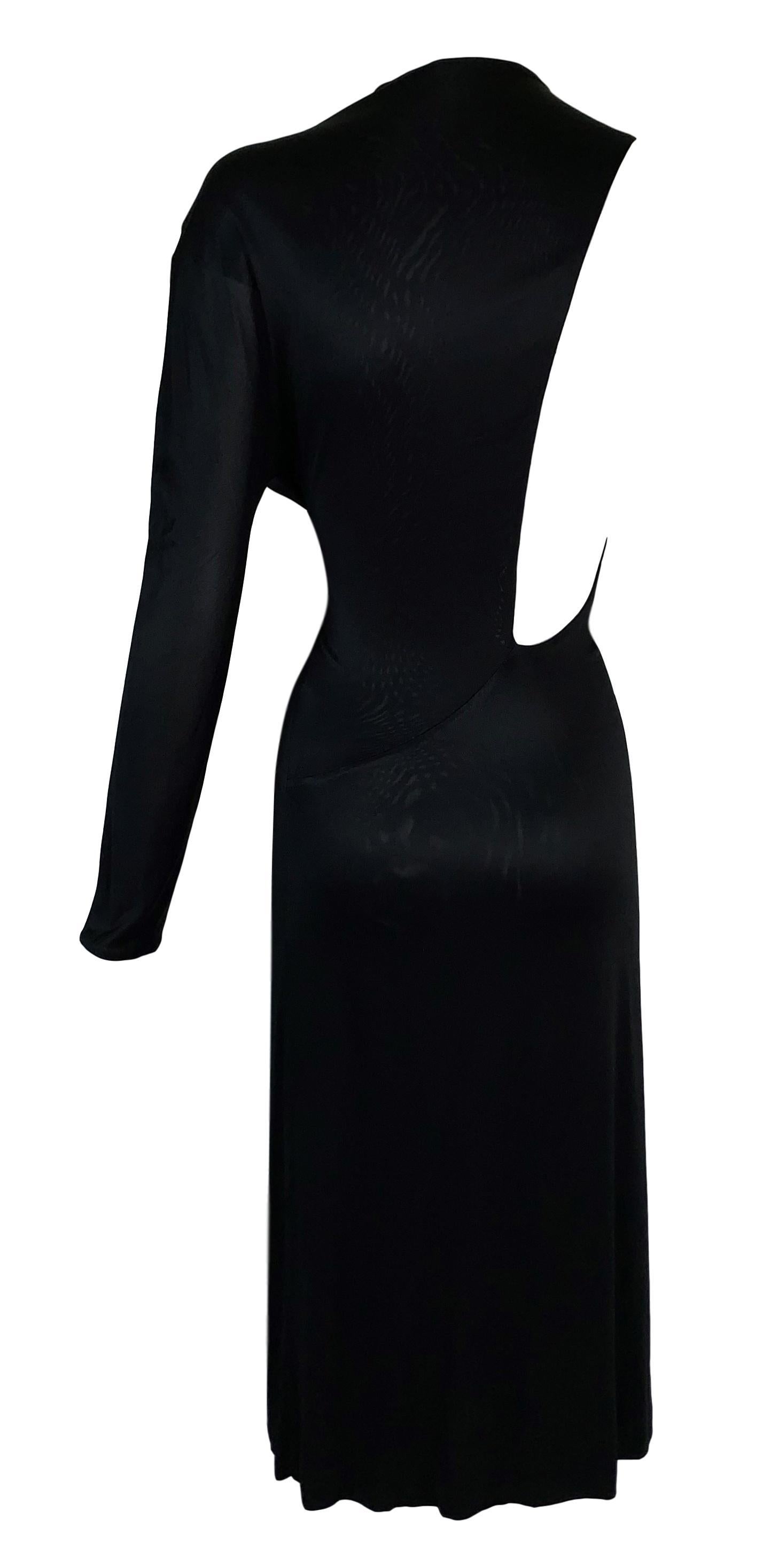 S/S 2000 Gucci Tom Ford Black One Arm Plunging Side & Back Slinky Dress In Good Condition In Yukon, OK