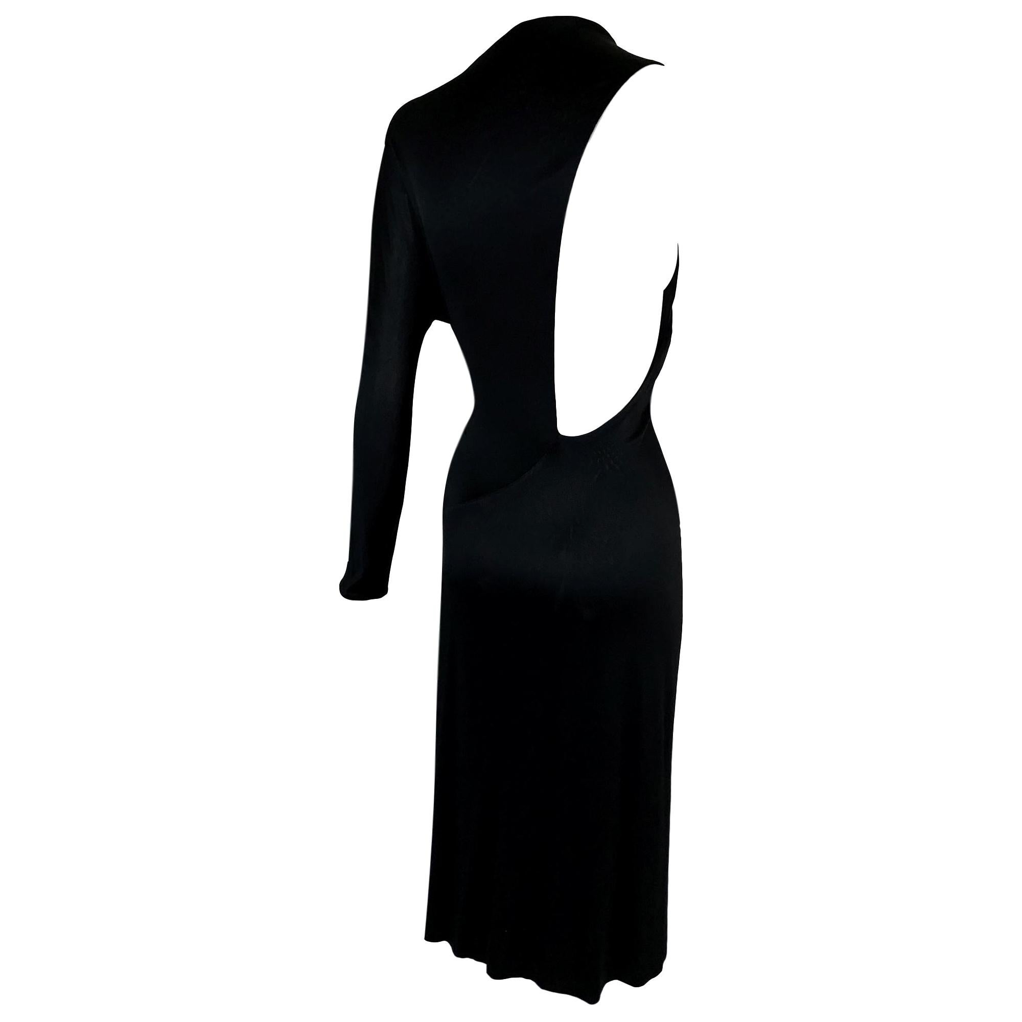 S/S 2000 Gucci Tom Ford Black One Arm Plunging Side & Back Slinky Dress