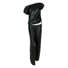 S/S 2000 Gucci Tom Ford Sheer Black Mesh Leather Baggy Top & Pants Set