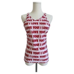 Anna Molinari Vintage Women's Pink 'I Love You' Tank Top, Circa 2000