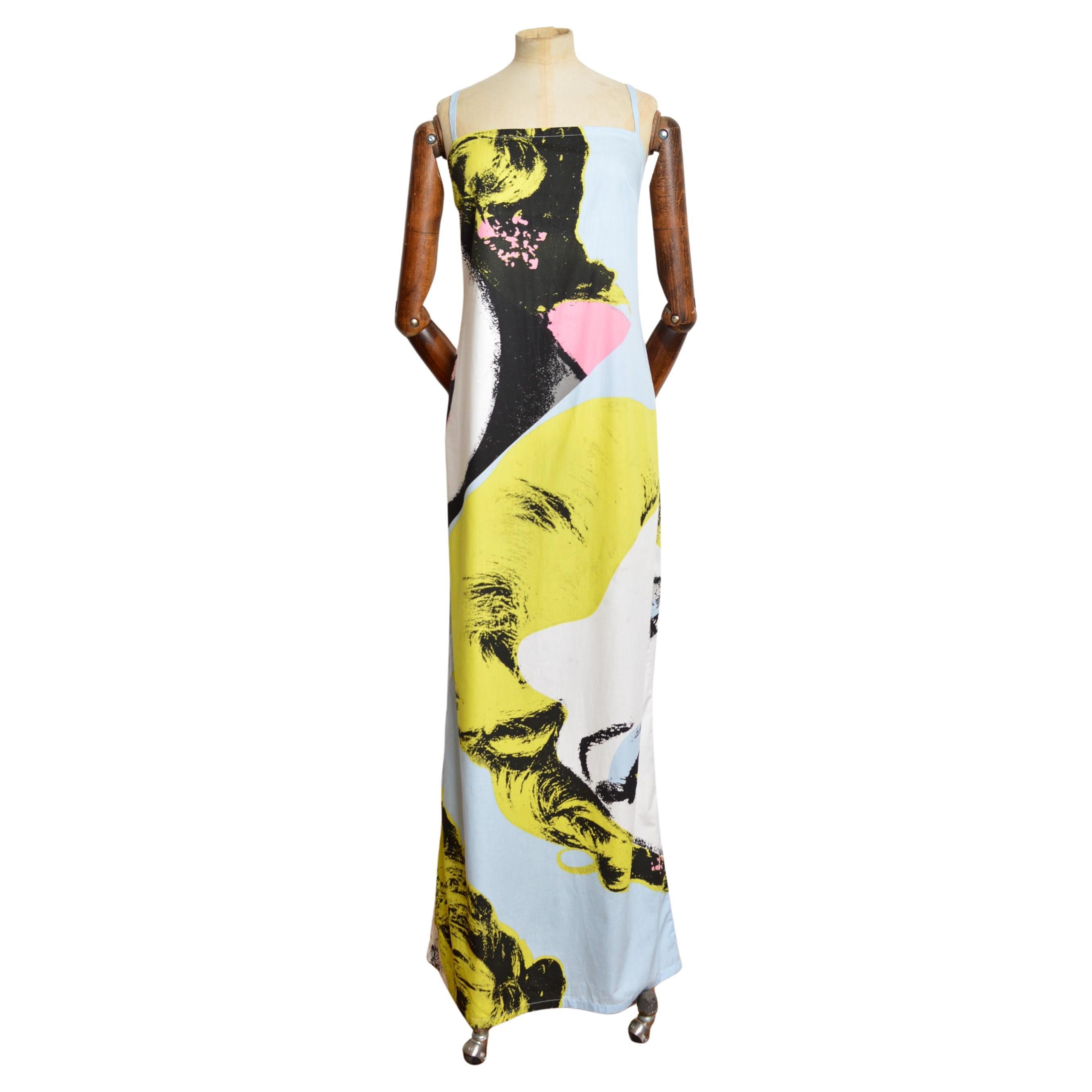 S/S 2000 Iceberg Andy Warhol - Marilyn Monroe Pop Art Pastel Maxi Dress in vendita