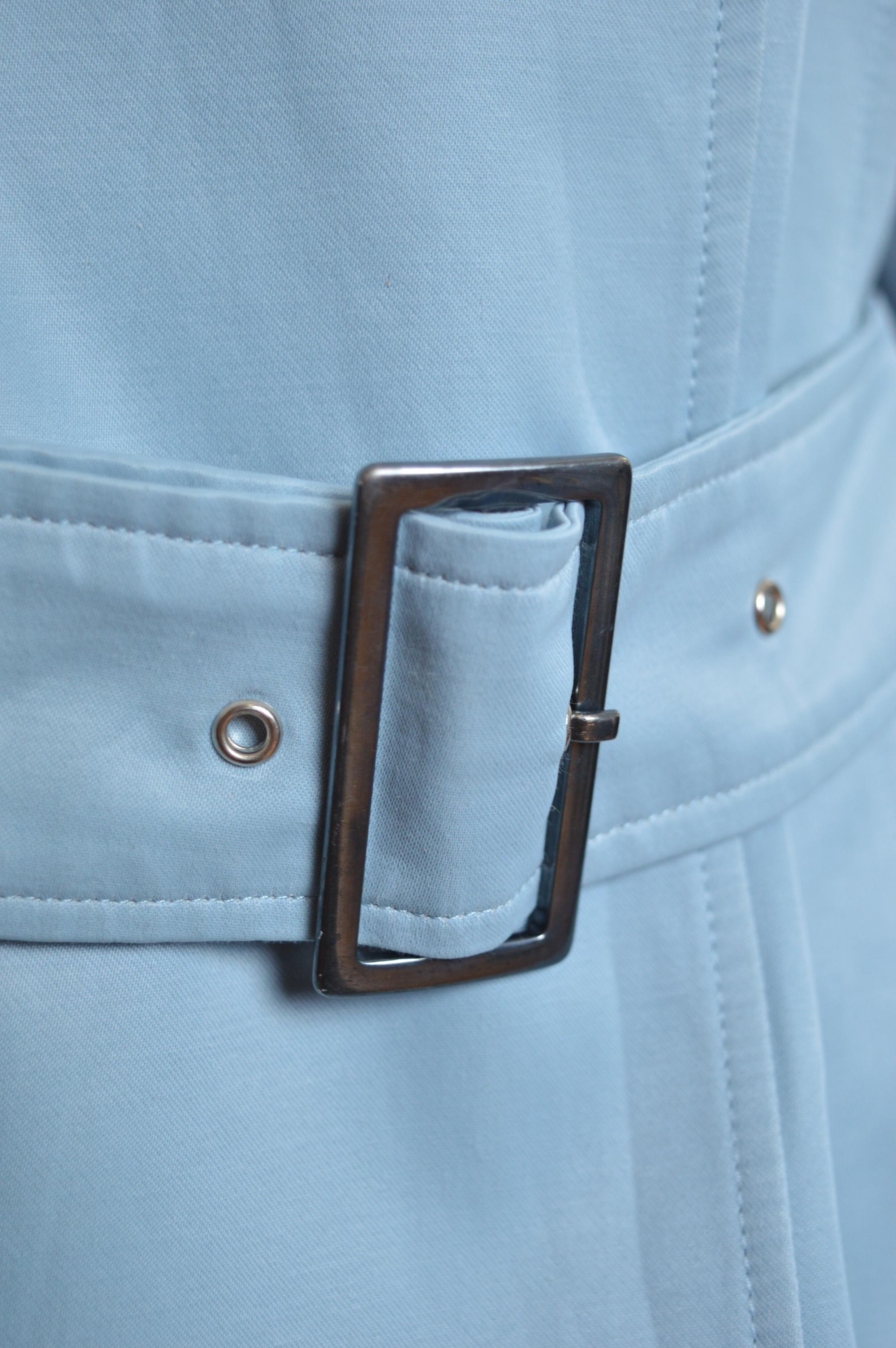 S/S 2000 John Galliano Pale Blue Runway Trench Coat - Belted Short Jacket For Sale 5