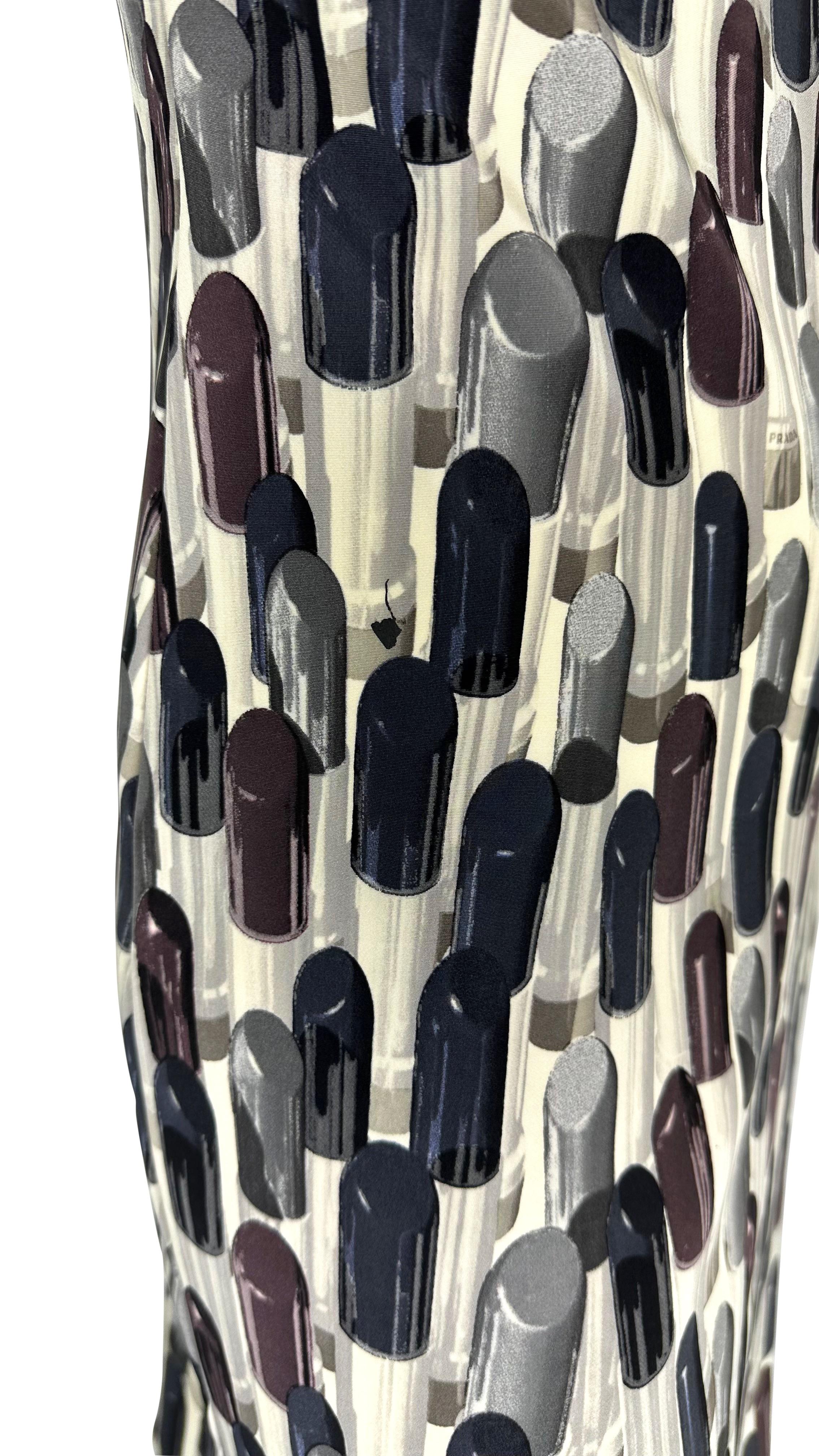 S/S 2000 Prada Lipstick Print Patent Leather Belted Mini Cocktail Dress 5