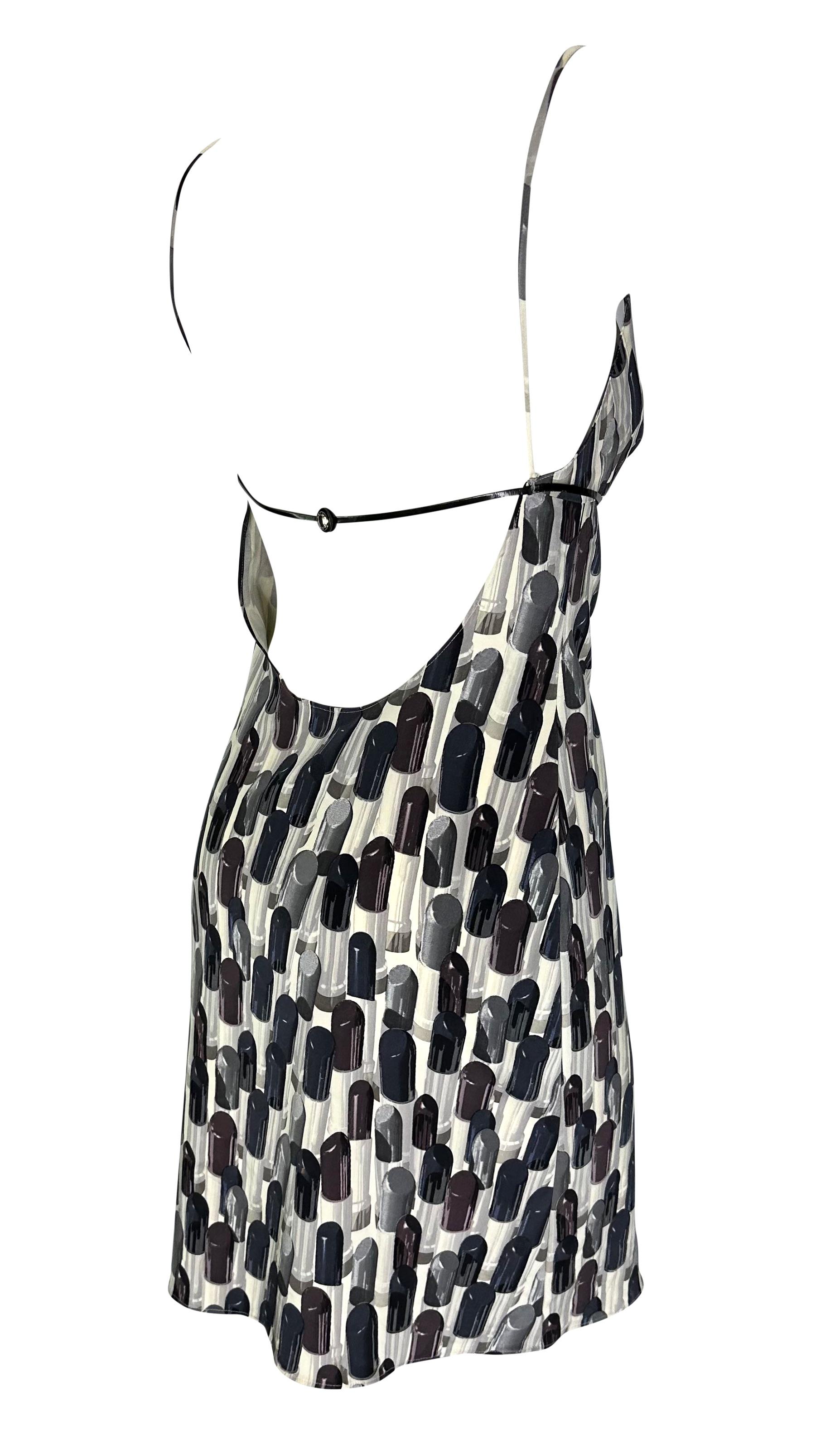 S/S 2000 Prada Lipstick Print Patent Leather Belted Mini Cocktail Dress 2