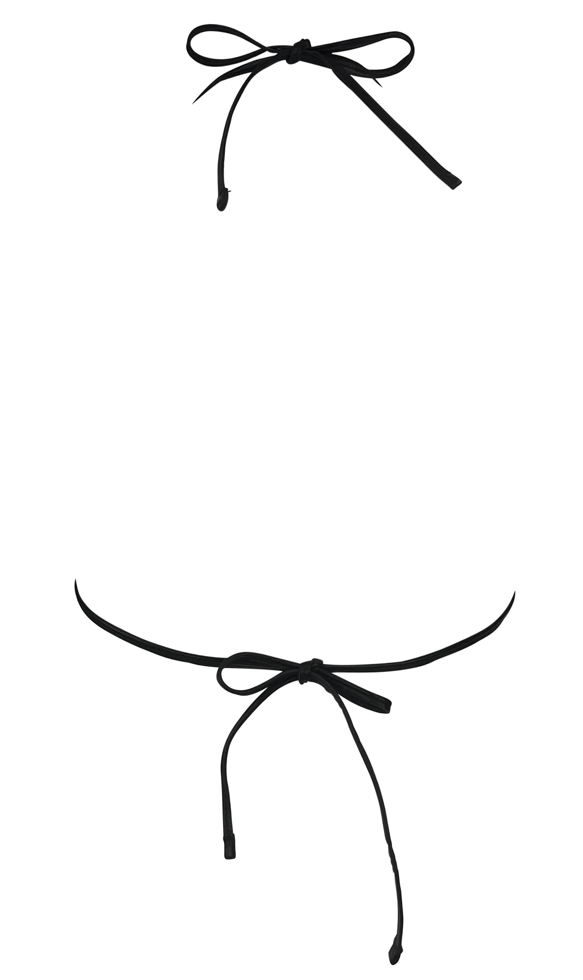 S/S 2000 Ralph Lauren Black Lambskin Leather Bralette Tie Bikini Top For Sale 1