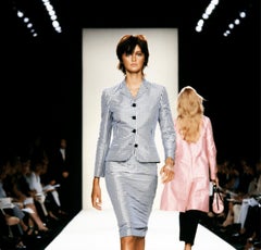 S/S 2000 Ralph Lauren Black White Gingham Silk Taffeta Pencil Skirt