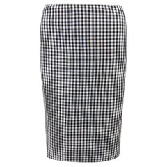S/S 2000 Ralph Lauren Black White Gingham Silk Taffeta Pencil Skirt