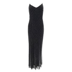 S/S 2000 Ralph Lauren Runway Faux Pearl Beaded Backless Silk Gown