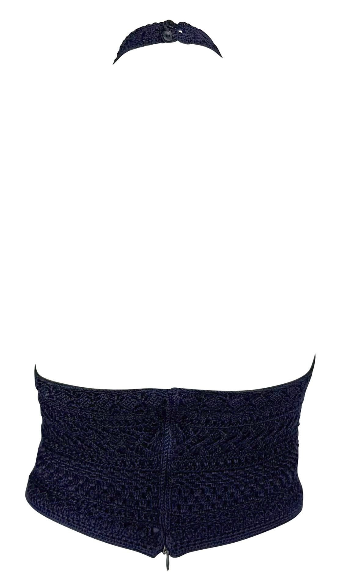 S/S 2000 Ralph Lauren Runway Camiseta de tirantes de crochet azul marino transparente 5