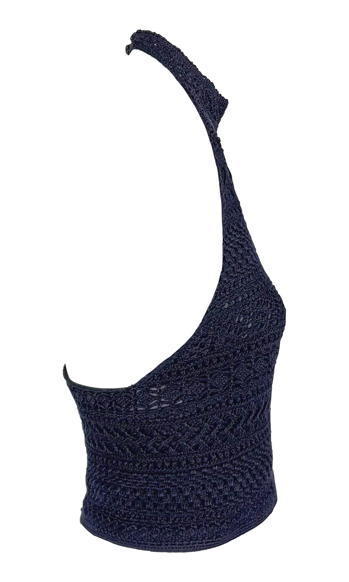 S/S 2000 Ralph Lauren Runway Camiseta de tirantes de crochet azul marino transparente 6