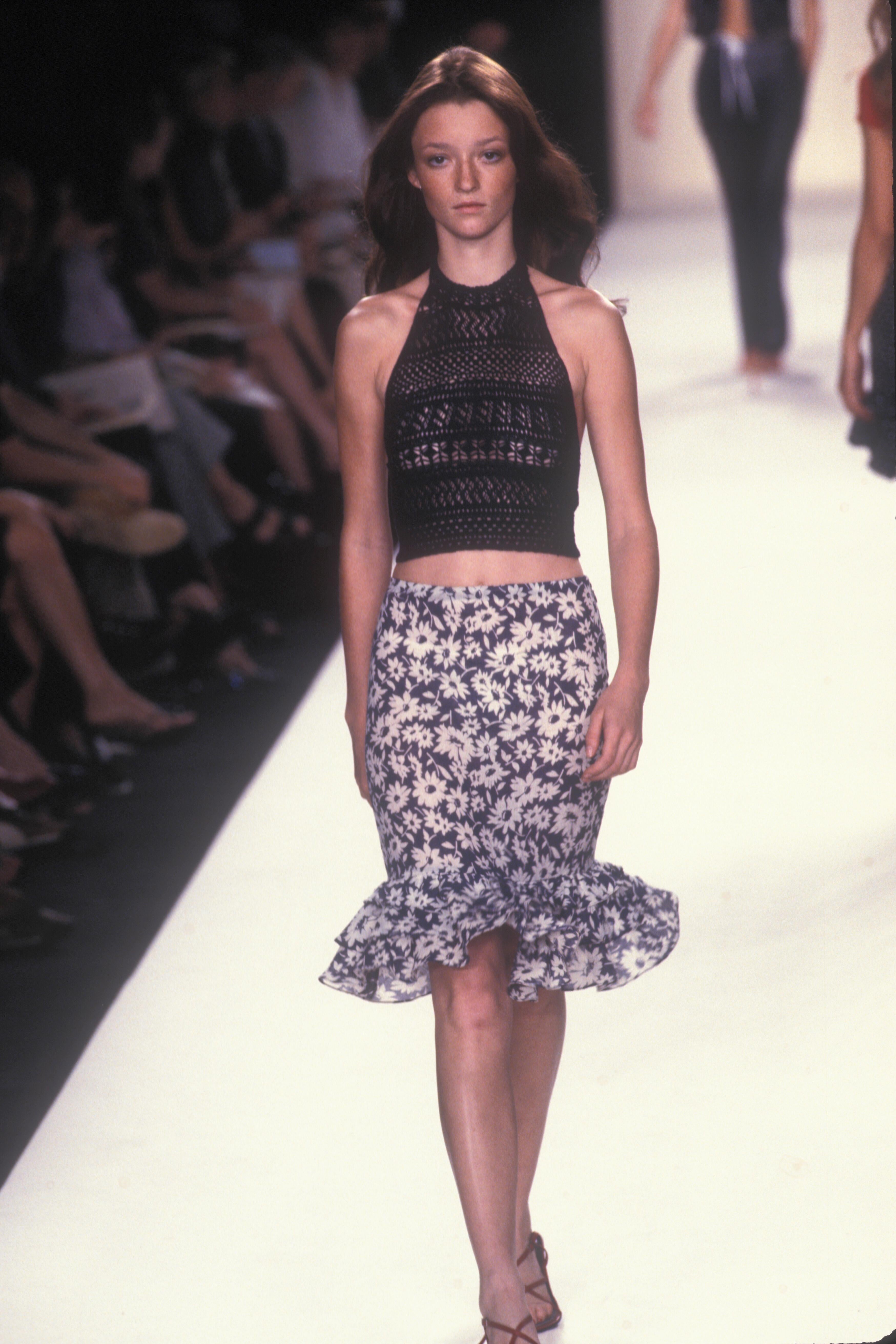 S/S 2000 Ralph Lauren Runway Camiseta de tirantes de crochet azul marino transparente 3