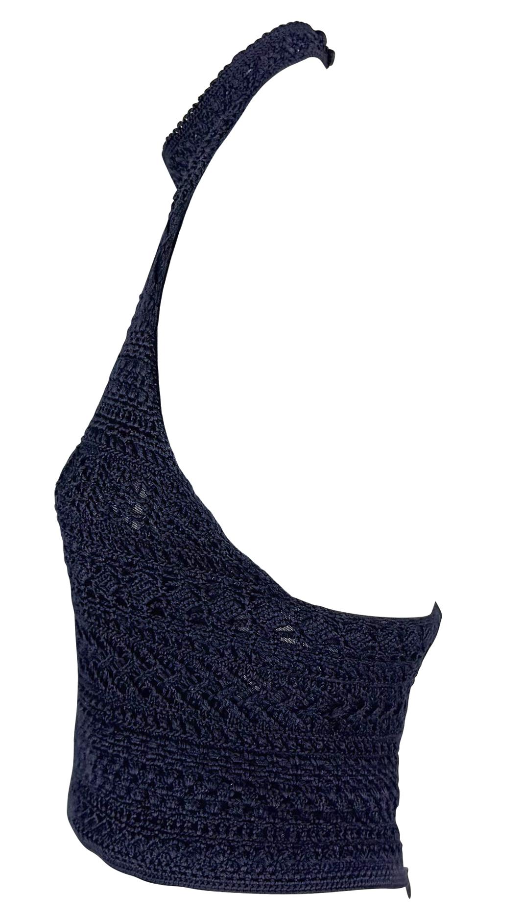 S/S 2000 Ralph Lauren Runway Camiseta de tirantes de crochet azul marino transparente 4