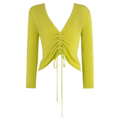 S/S 2000 Randolph Duke Chartreuse Green Cashmere Ruched Crop Top Sweater Large
