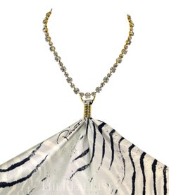 S/S 2000 Roberto Cavalli Rhinestone Zebra Print Triangle Silk Scarf Crop Top