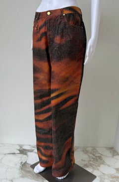 S/S 2000 Tiger Metallic-Glaze Denim Jeans