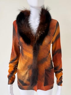 S/S 2000 Tiger Print Cardigan with Fur Trim