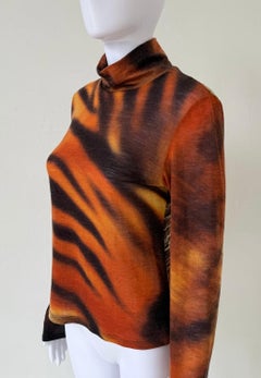 Roberto Cavalli Spring/Summer 2000 Women's Tiger-Print Turtleneck Top
