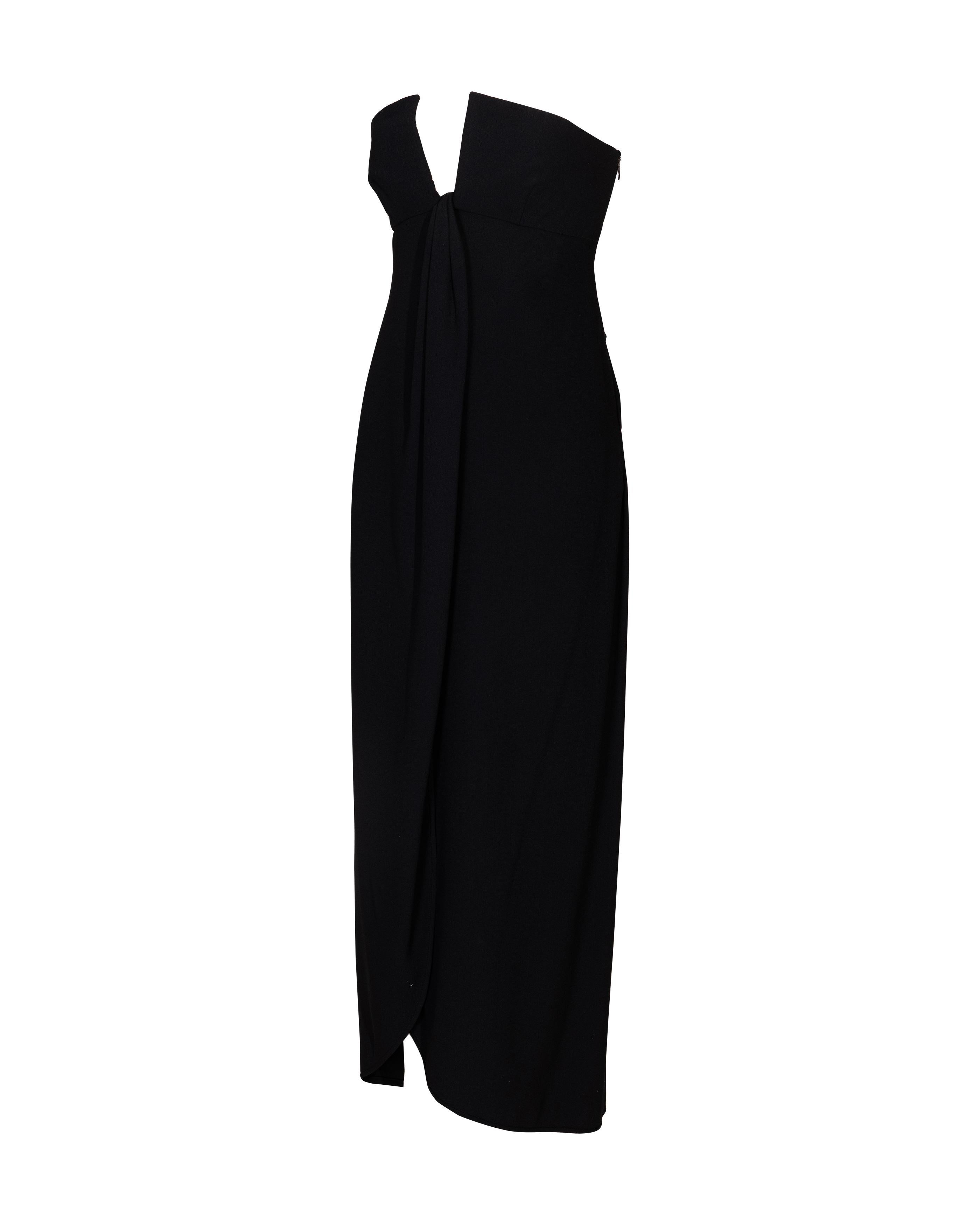 S/S 2000 Valentino Black Strapless Gown with Open Bust In Good Condition For Sale In North Hollywood, CA