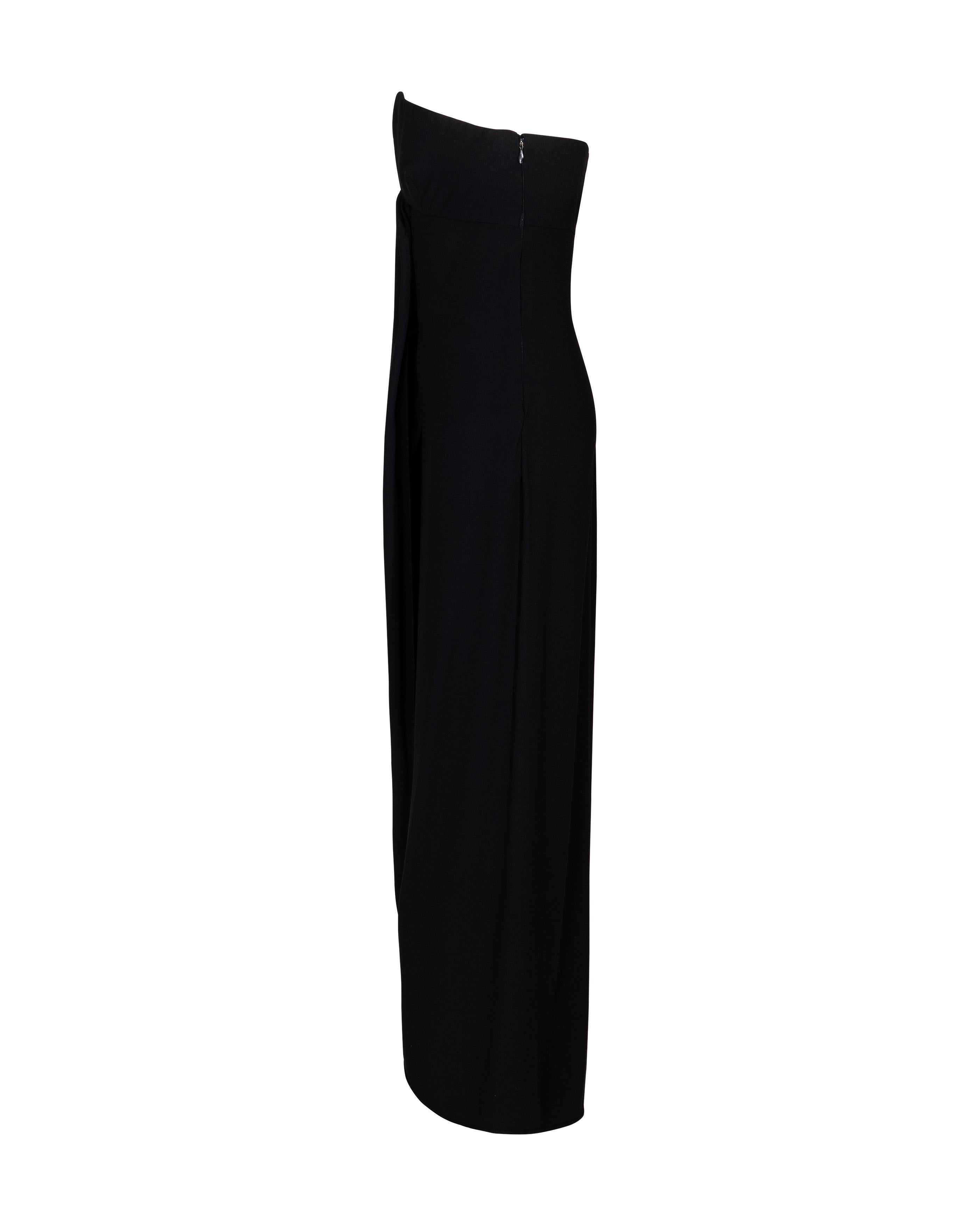 Women's S/S 2000 Valentino Black Strapless Gown with Open Bust For Sale