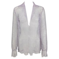 S/S 2000 Valentino Garavani Runway Sheer Lilac Lace Long Sleeve Top Small