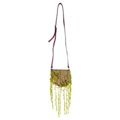 S/S 2000 Valentino Garavani Tan Pony Hair Floral Beaded Lizard Trim Bag