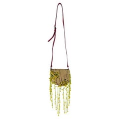 S/S 2000 Valentino Garavani Bolso con adornos florales de cuentas de lagarto de pelo de poni color tostado