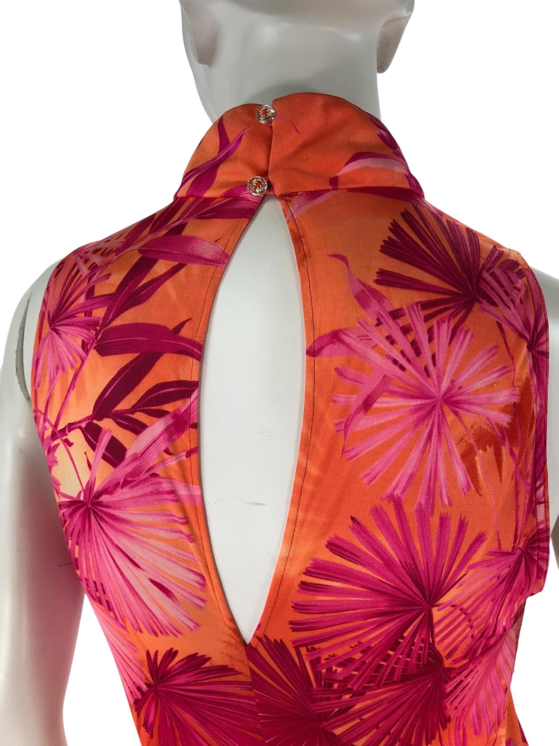 S/S 2000 Vintage Gianni Versace Couture Jungle Print Dress Sz 42 - US 6 In Excellent Condition For Sale In Montgomery, TX