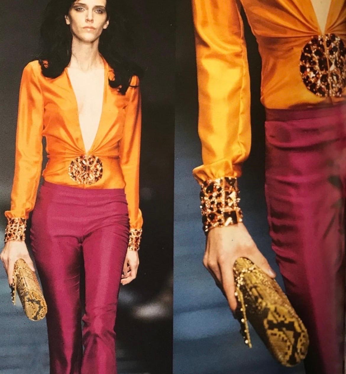 S/S 2000 Vintage Gianni Versace Runway Embellished Python Clutch Bag For Sale 1