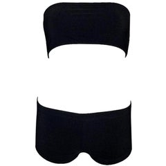 Bikini bandeau noir à taille basse style défilé Yves Saint Laurent, P/E 2000