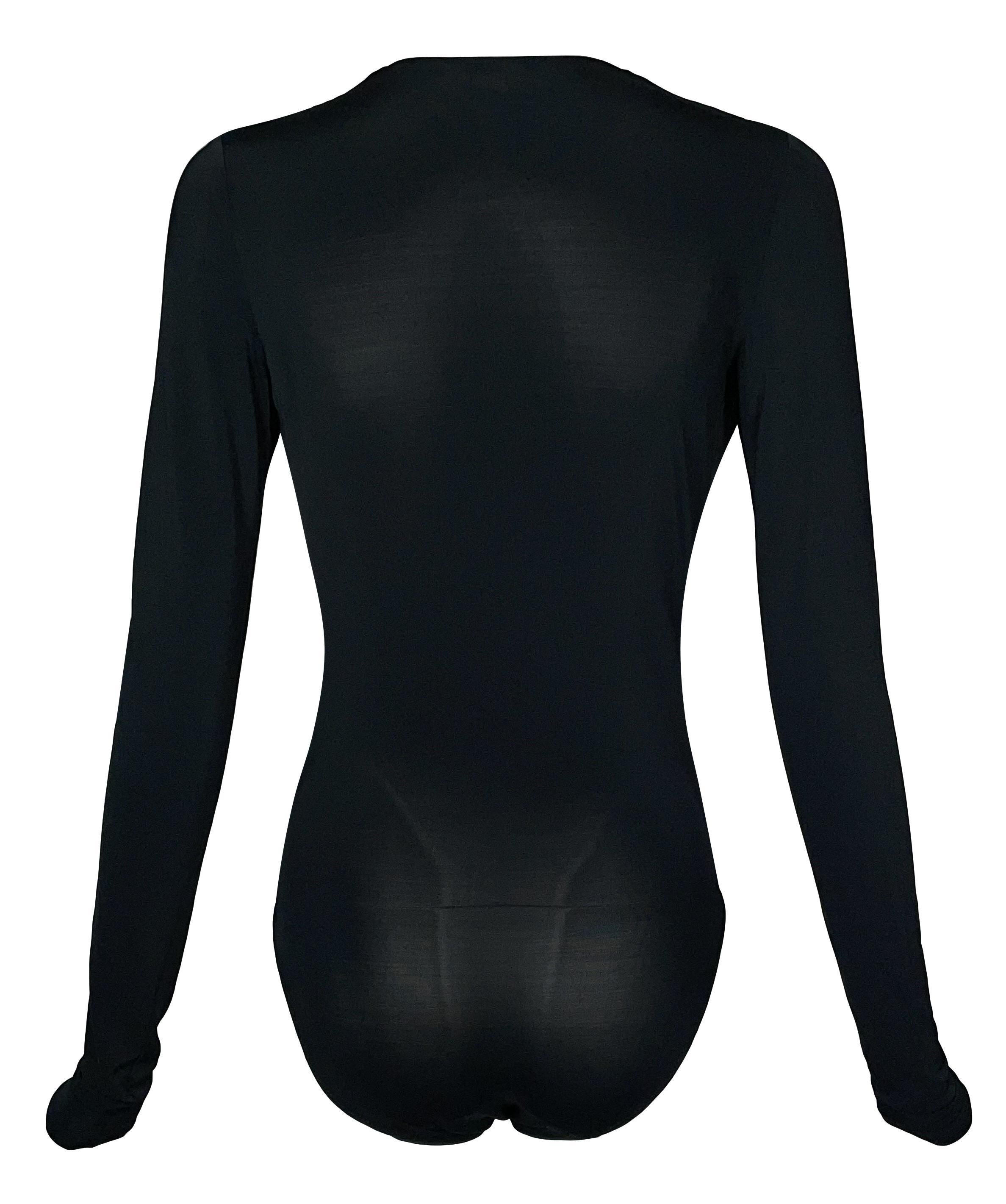 S/S 2001 Celine Runway Plunging Black Bodysuit Top In Excellent Condition In Yukon, OK