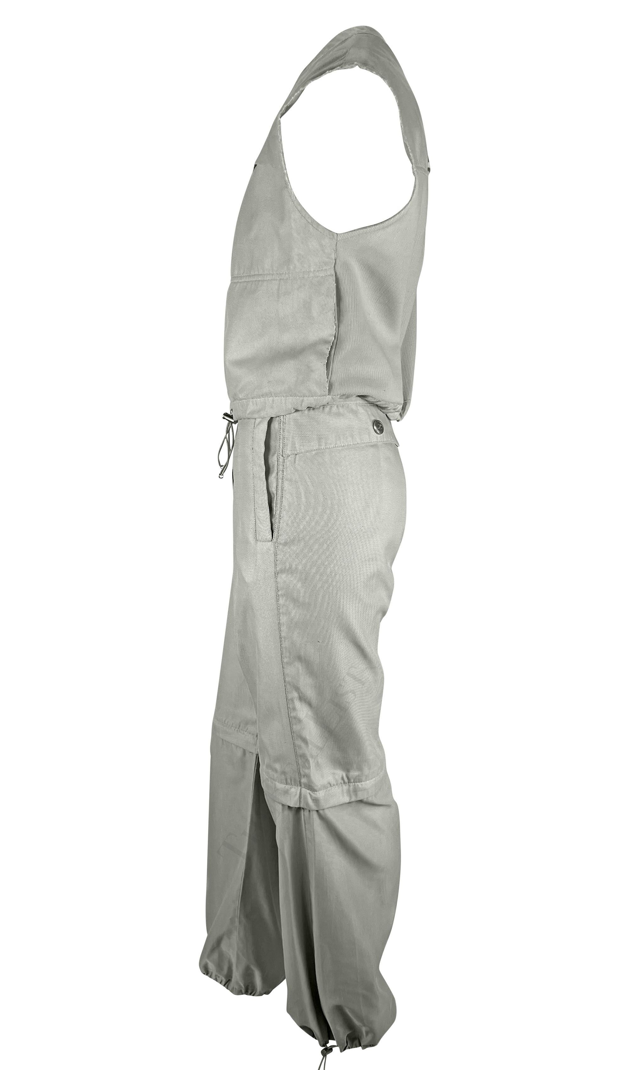 S/S 2001 Chanel by Karl Lagerfeld Identification Crop Top Cargo Pant Set For Sale 3