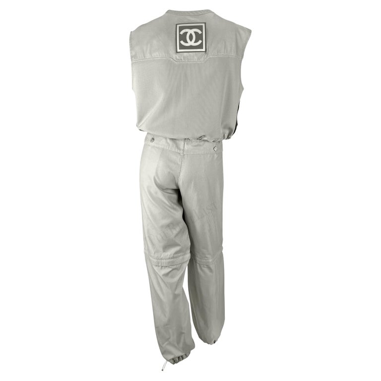 S/S 2001 Chanel by Karl Lagerfeld Identification Crop Top Cargo Pant Set  For Sale at 1stDibs