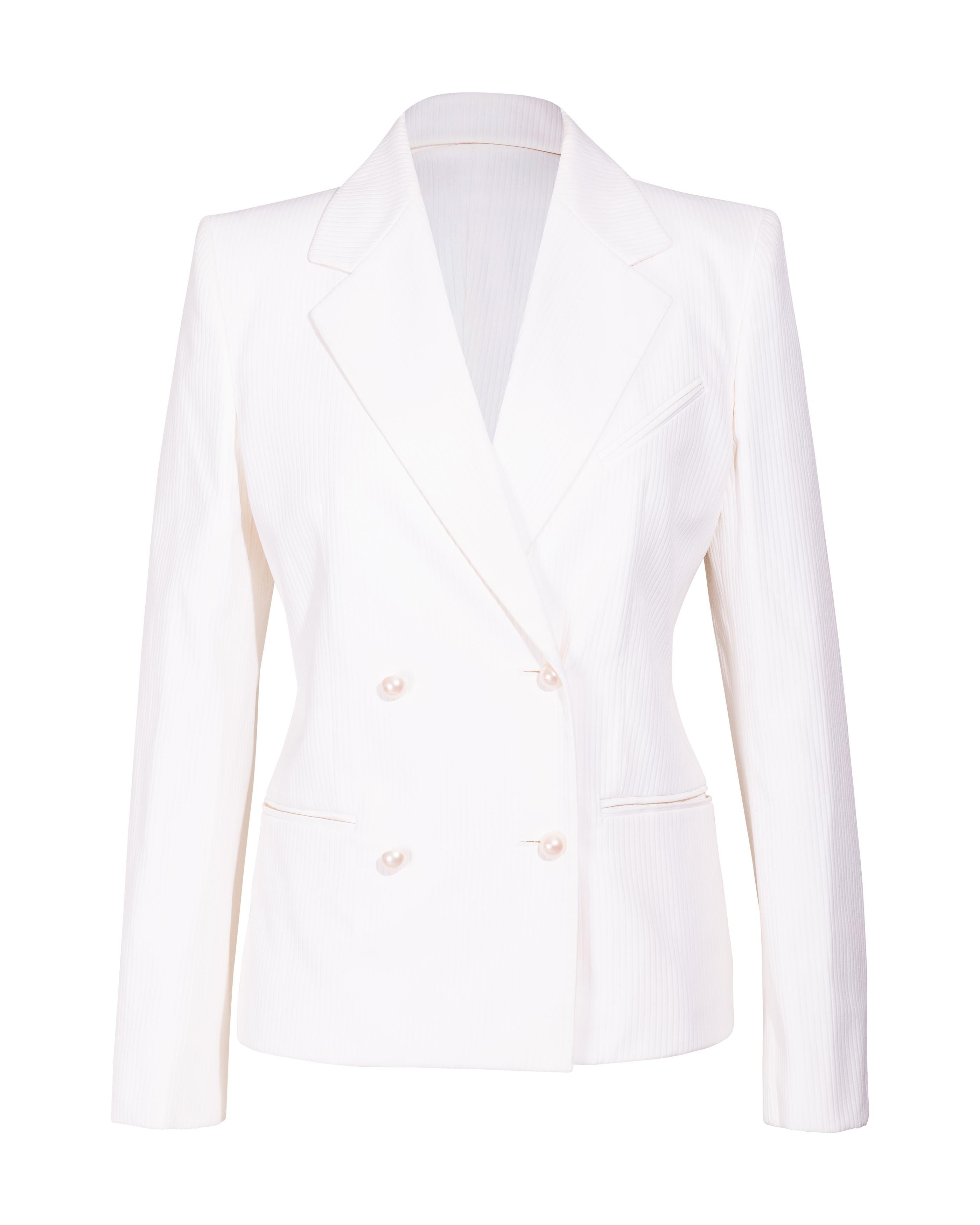 Women's S/S 2001 Chanel Double-Breasted White Suit Set