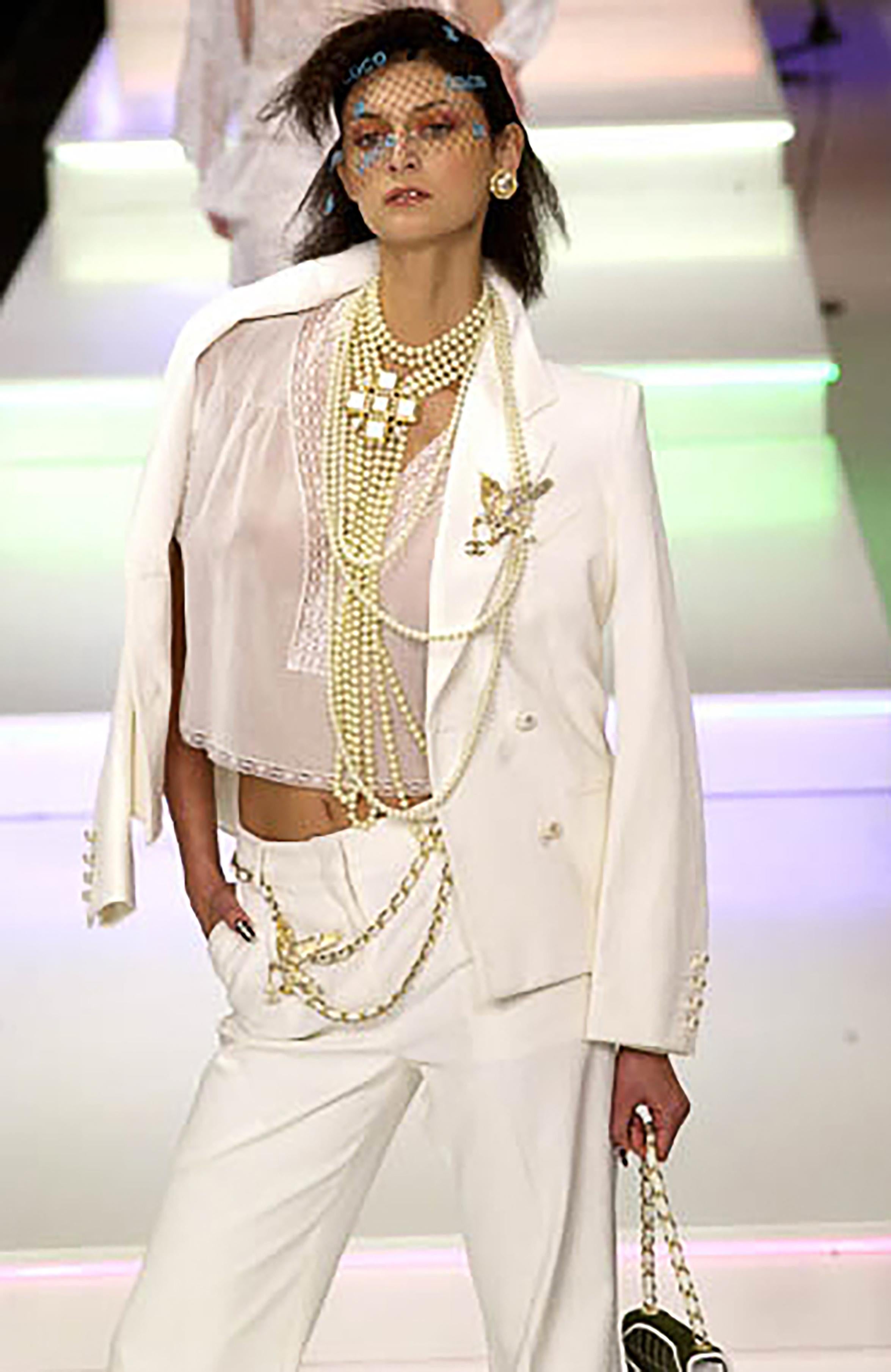 S/S 2001 Chanel Double-Breasted White Suit Set 2