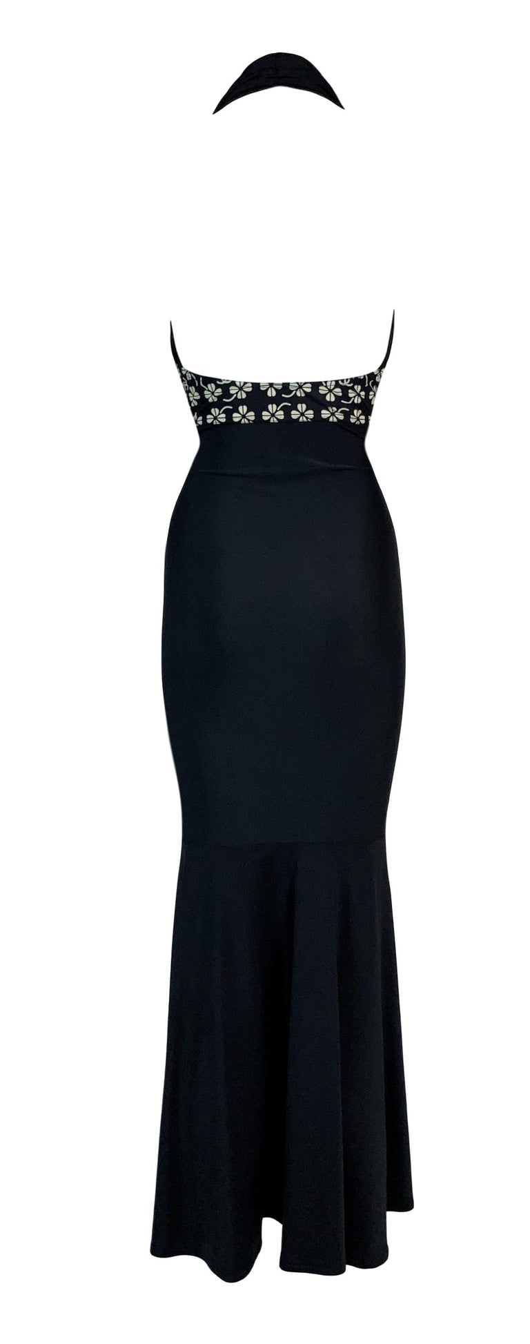 S S 2001 Chanel Navy Blue And White Logo Shamrock Mermaid Pin Up Dress For Sale At 1stdibs