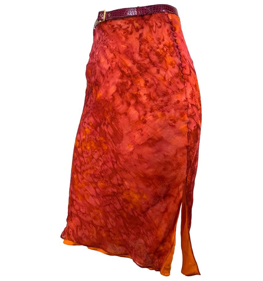 S/S 2001 Christian Dior by John Galliano for Belted Mesh Tie-Dye Top Skirt Set Pour femmes en vente