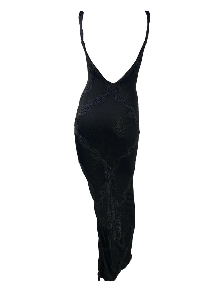 スーツ・フォーマル・ドレス John Galliano crochet dress S/S 2001 Christian Dior by John Galliano Black Knit Crochet