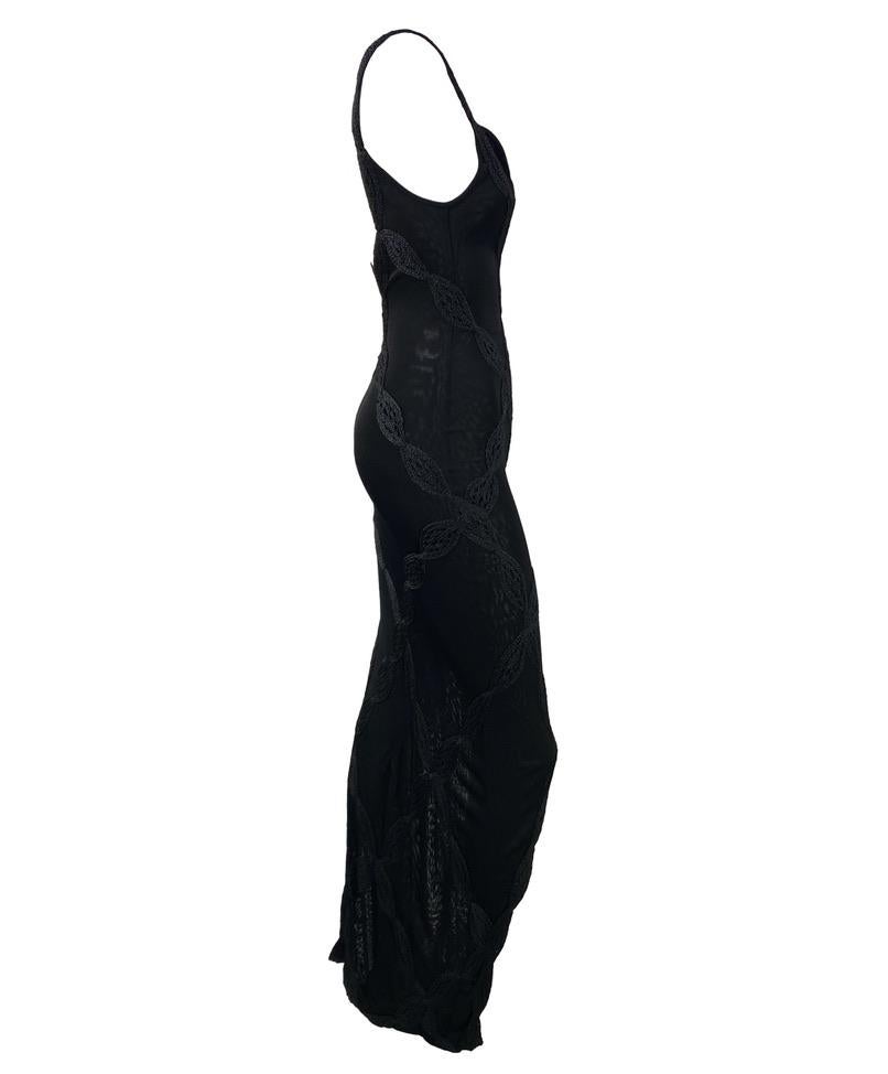 Women's S/S 2001 Christian Dior by John Galliano Black Knit Crochet Dress For Sale