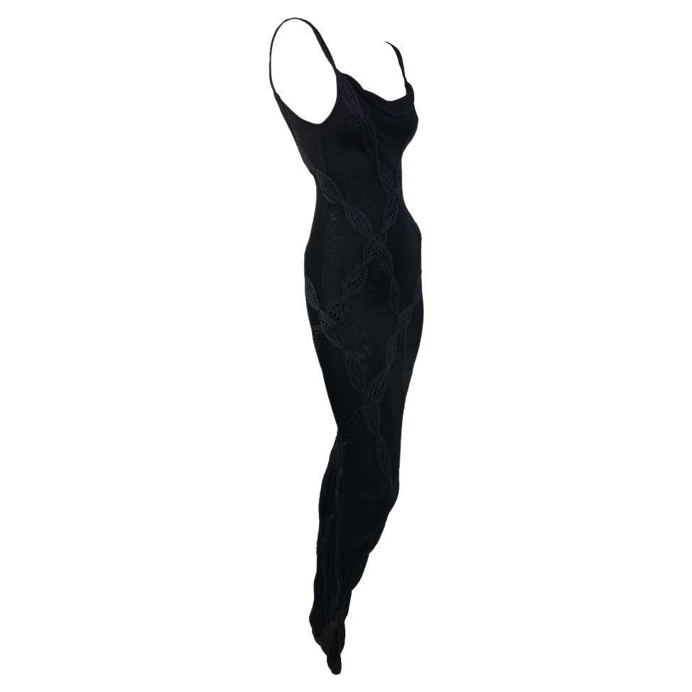 S/S 2001 Christian Dior by John Galliano Black Knit Crochet Dress