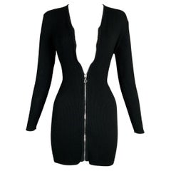 S/S 2001 Christian Dior by John Galliano Black L/S Zipper Mini Dress