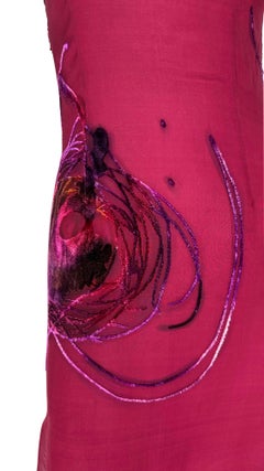 S/S 2001 Christian Dior by John Galliano Dyed Velvet Abstract Maroon Flare Dress
