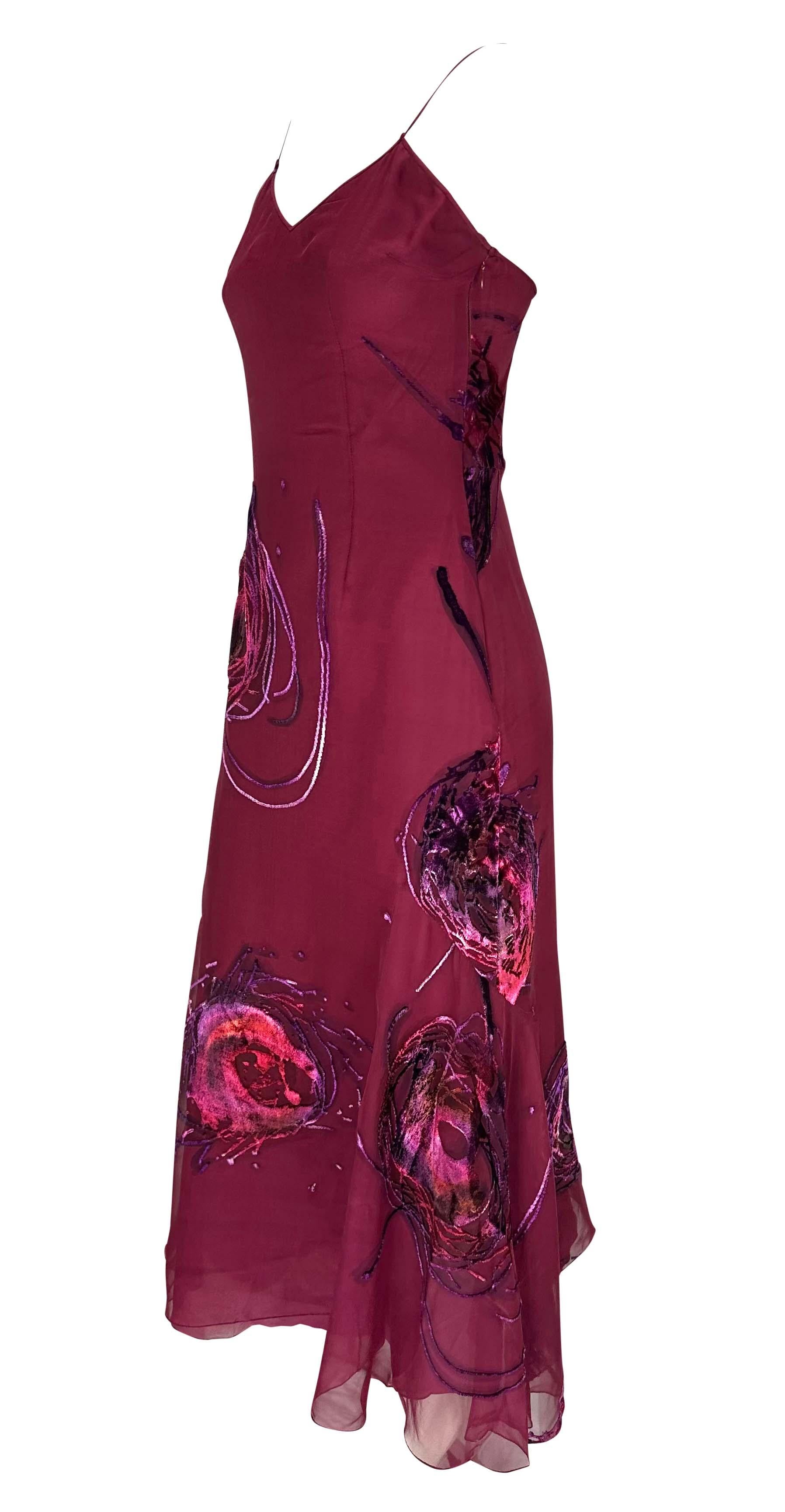 S/S 2001 Christian Dior by John Galliano Dyed Velvet Abstract Maroon ...