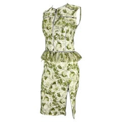 Ensemble jupe à volants avec logo floral vert Christian Dior by John Galliano, P/E 2001