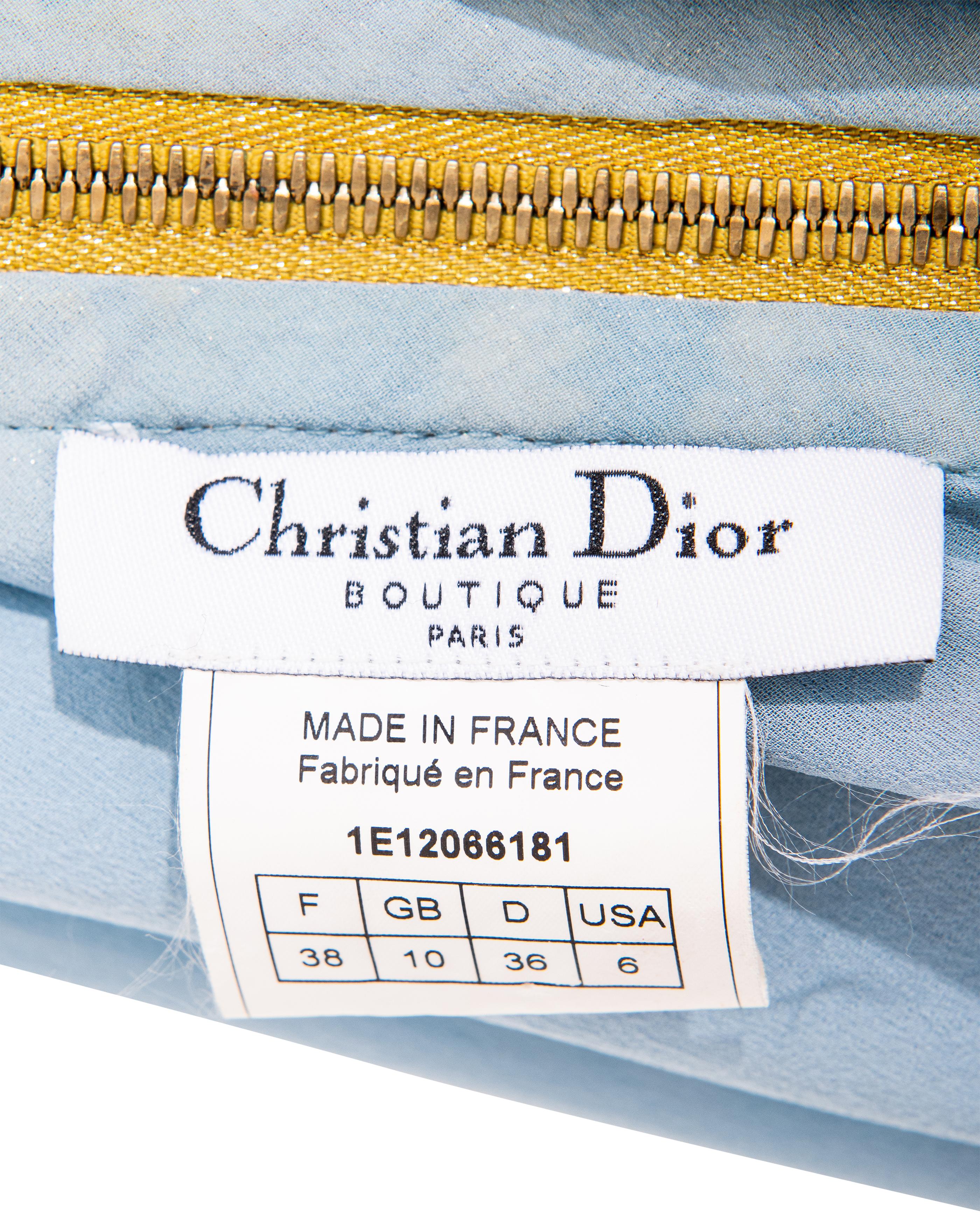 S/S 2001 Christian Dior by John Galliano  Pale Blue Floral Print Bias Cut Dress 6