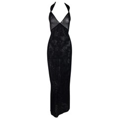 S/S 2001 Christian Dior by John Galliano Sheer Black Pin-Up Wiggle Long Dress