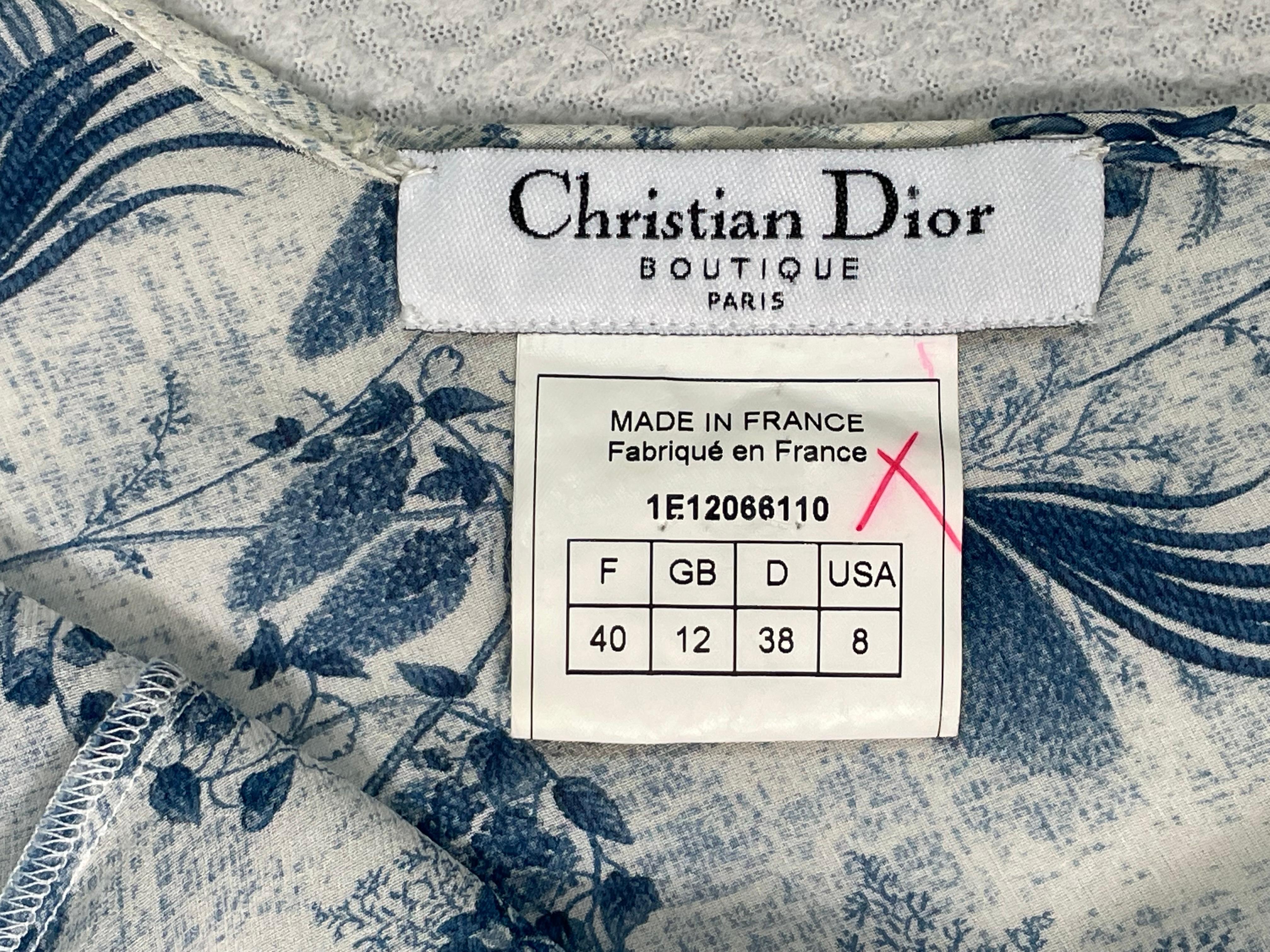 S/S 2001 Christian Dior by John Galliano Sheer Blue & White Silk Slit Maxi Dress 1
