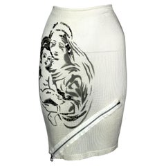 S/S 2001 Christian Dior by John Galliano Sheer Ivory Print Bodycon Skirt