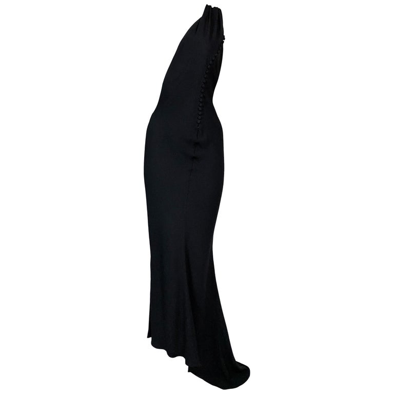 S/S 2001 Christian Dior John Galliano Black Plunging One Shoulder Gown ...