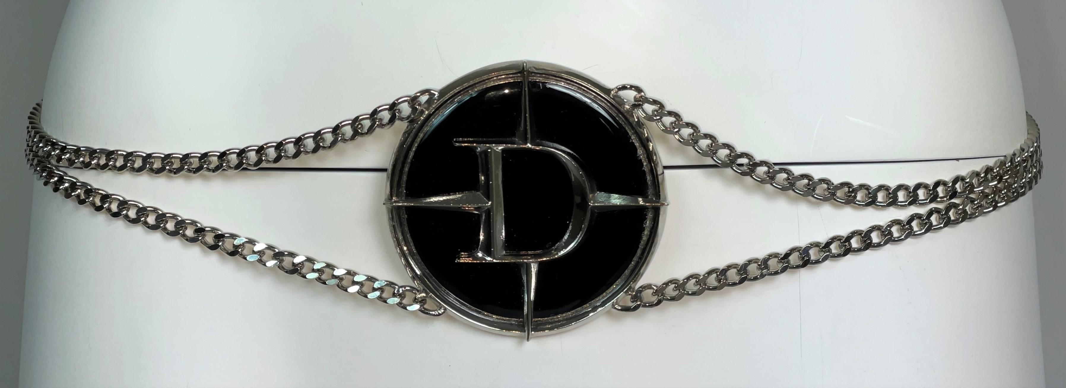 S/S 2001 Christian Dior John Galliano Huge Mercedes D Logo Silver Chain Belt In Good Condition In Yukon, OK