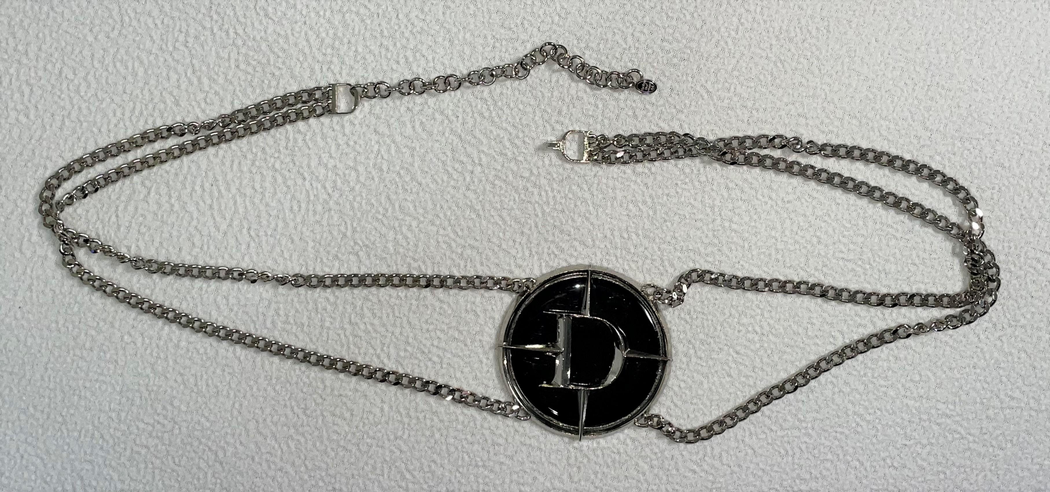 Women's or Men's S/S 2001 Christian Dior John Galliano Huge Mercedes D Logo Silver Chain Belt